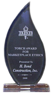 H. Bond Construction Better Business Bureau award for ethics